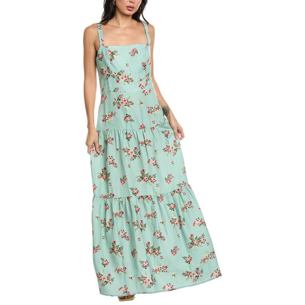 Seraphina Womens  Sleeveless Linen-Blend Maxi Dress, Green